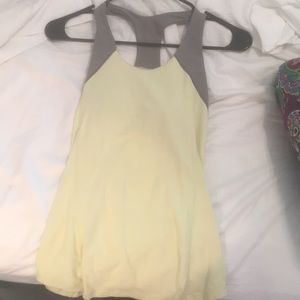 Lululemon gray and yellow workout top